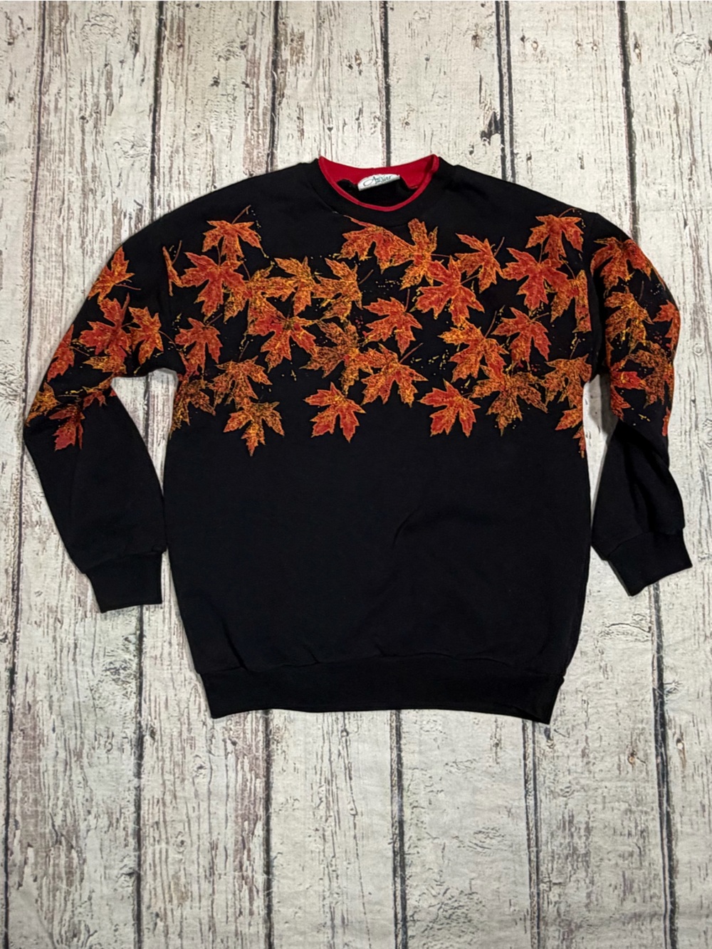 Vintage Autumn Fall 1980s Pullover Jumper Crewneck Pullover Sweatshirt